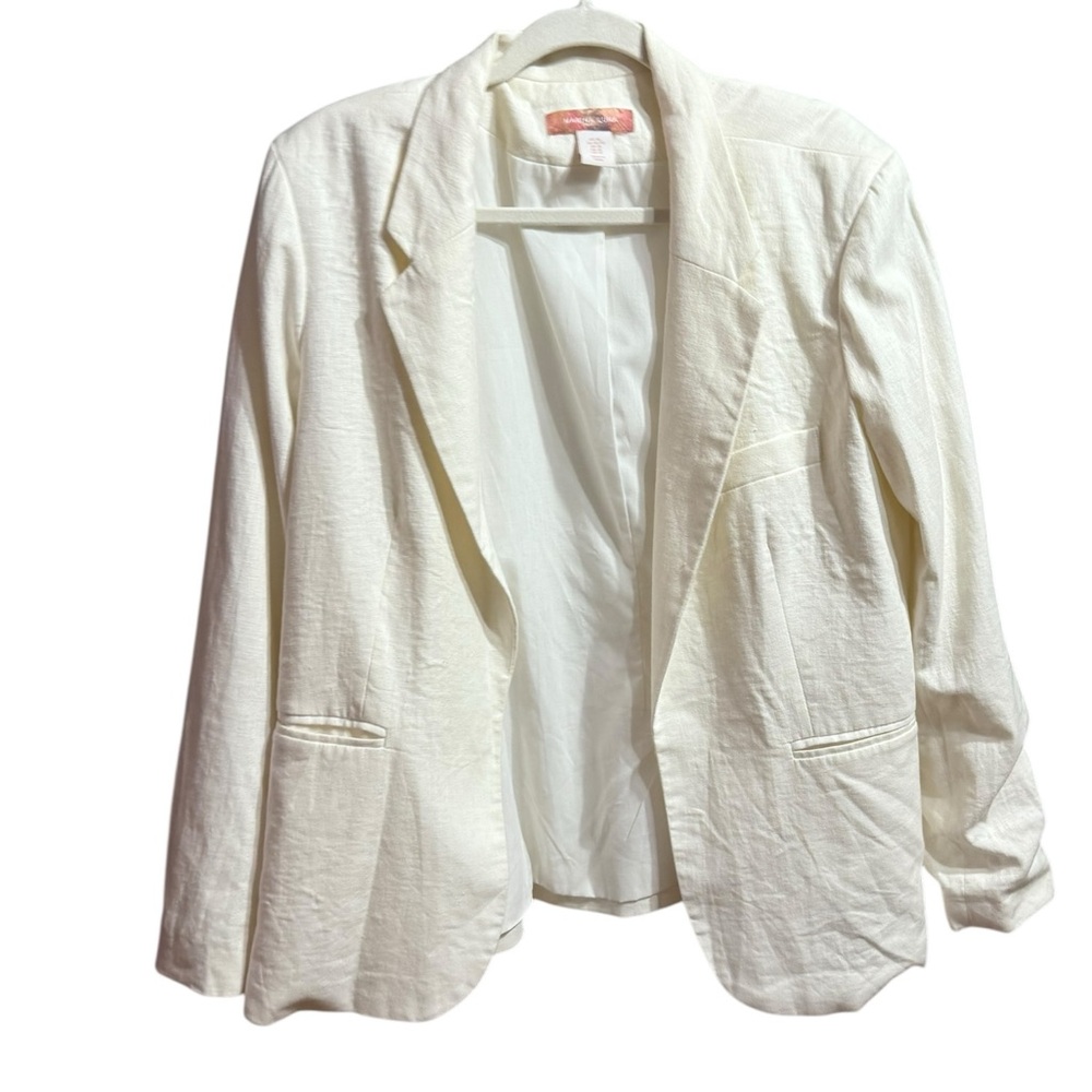 Marina Luna White Linen Blend Blazer Timeless Classic Sz XL Soft Girl Euro Style
